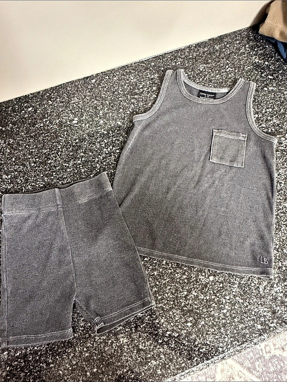 Little Bipsy Ribbed Tank and Biker Short Set Boys Gray Size 3T